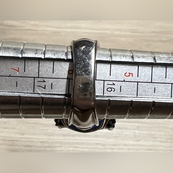 Vintage Designer Signed (SX) Sterling Silver Blue Jade & Sapphire Ring, Size 6 - Picture 14 of 14